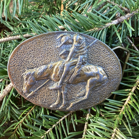 Vintage Spec-Cast Denver CO 1981 J.E. Fraser Native American Brass Belt Buckle main image 10
